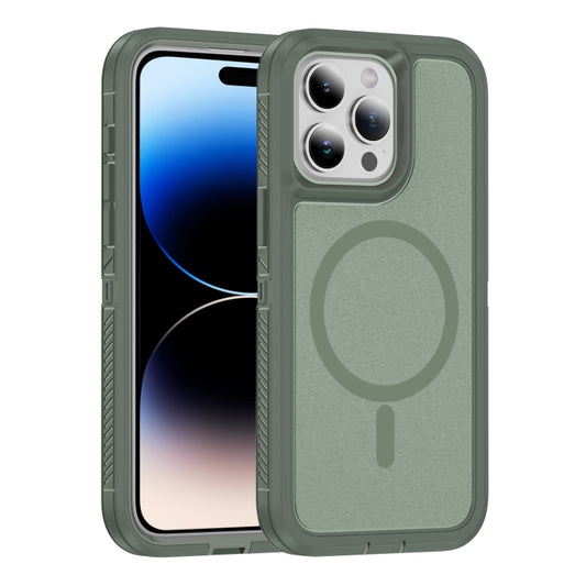 For iPhone 14 Pro Max Guard Magsafe Magnetic Ring Matte Phone Case(Green) - iPhone 14 Pro Max Cases by buy2fix | Online Shopping UK | buy2fix