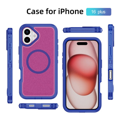 For iPhone 16 Plus Guard Magsafe Magnetic Ring Matte Phone Case(Blue+Rose Red) - iPhone 16 Plus Cases by buy2fix | Online Shopping UK | buy2fix