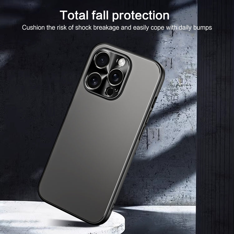 For iPhone 14 Pro R-JUST RJ-61 Electroplating Frosted TPU + PC Phone Case with Holder(Grey) - iPhone 14 Pro Cases by R-JUST | Online Shopping UK | buy2fix