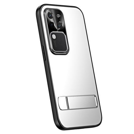 For vivo S18 Pro R-JUST RJ-61 Electroplating Frosted TPU + PC Phone Case with Holder(Silver) - S18 Pro Cases by R-JUST | Online Shopping UK | buy2fix