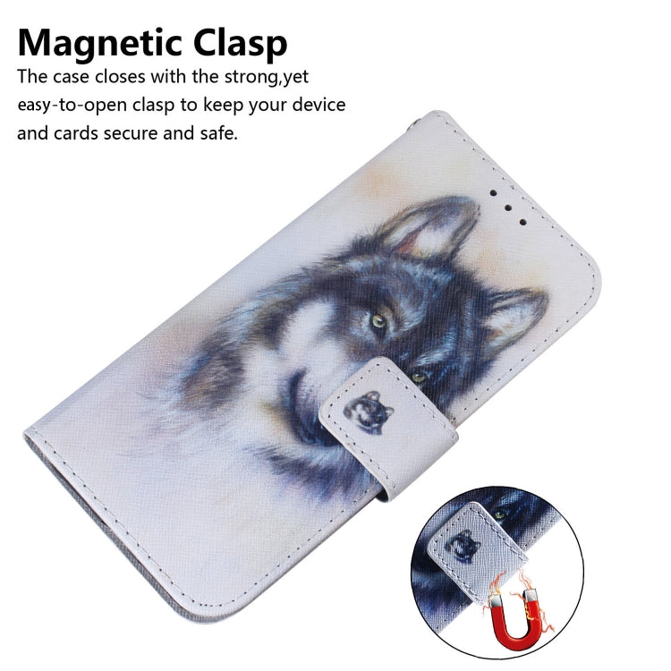 For Google Pixel 9 Pro Coloured Drawing Flip Leather Phone Case(White Wolf) - Google Cases by buy2fix | Online Shopping UK | buy2fix