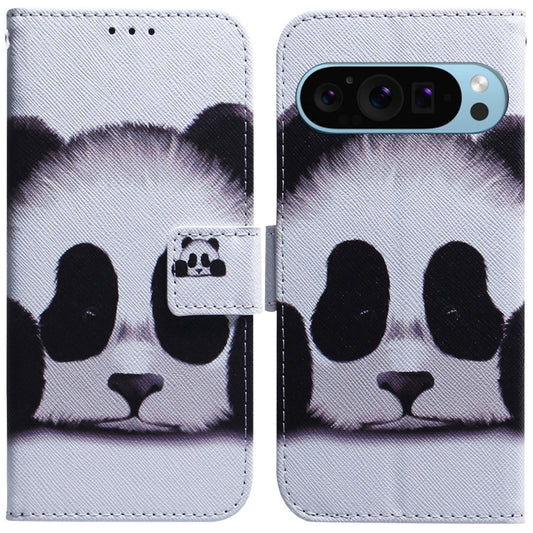 For Google Pixel 9 Coloured Drawing Flip Leather Phone Case(Panda) - Google Cases by buy2fix | Online Shopping UK | buy2fix