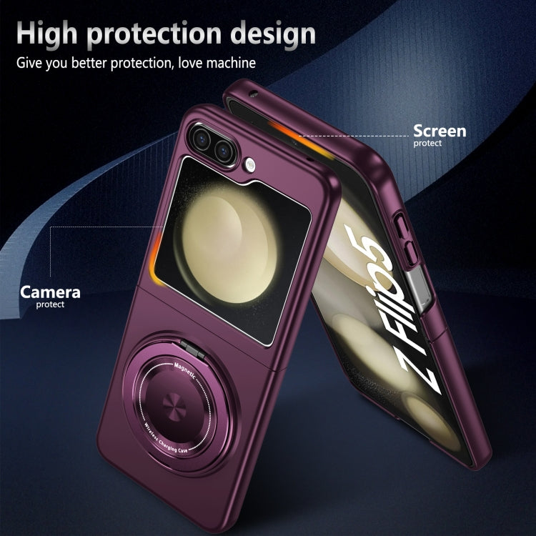 For Samsung Galaxy Z Flip4 5G 360 Degree Rotating Holder MagSafe PC Full Coverage Shockproof Phone Case(Purple) - Galaxy Z Flip4 5G Cases by buy2fix | Online Shopping UK | buy2fix