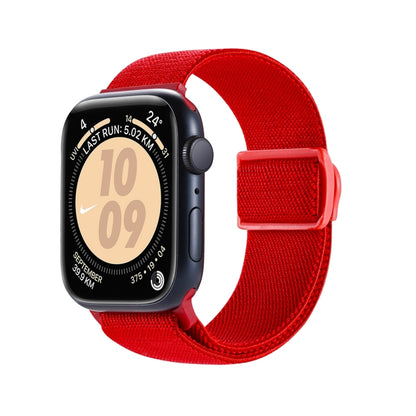 For Apple Watch Ultra 49mm Carbon Fiber Texture Snap Buckle Nylon Watch Band(Red) - Watch Bands by buy2fix | Online Shopping UK | buy2fix