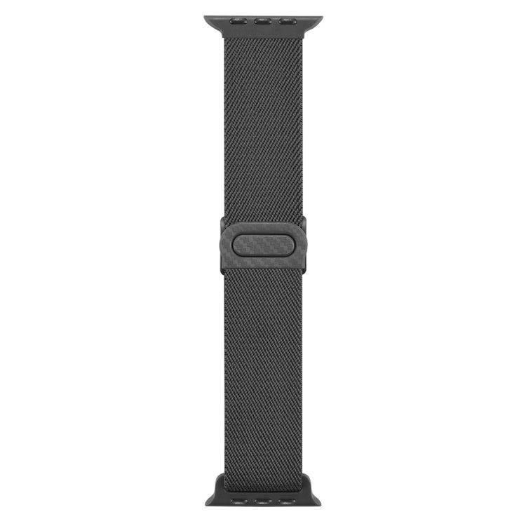 For Apple Watch Ultra 49mm Carbon Fiber Texture Snap Buckle Nylon Watch Band(Grey) - Watch Bands by buy2fix | Online Shopping UK | buy2fix