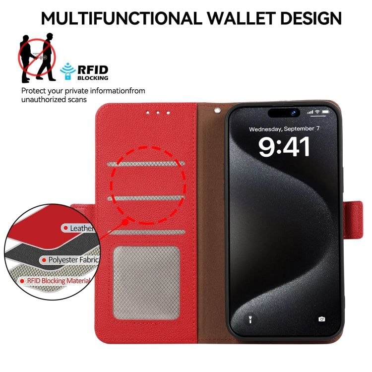 For Samsung Galaxy S22 Ultra 5G ABEEL Side-Magnetic Litchi Pattern Leather RFID Phone Case(Red) - Galaxy S22 Ultra 5G Cases by buy2fix | Online Shopping UK | buy2fix