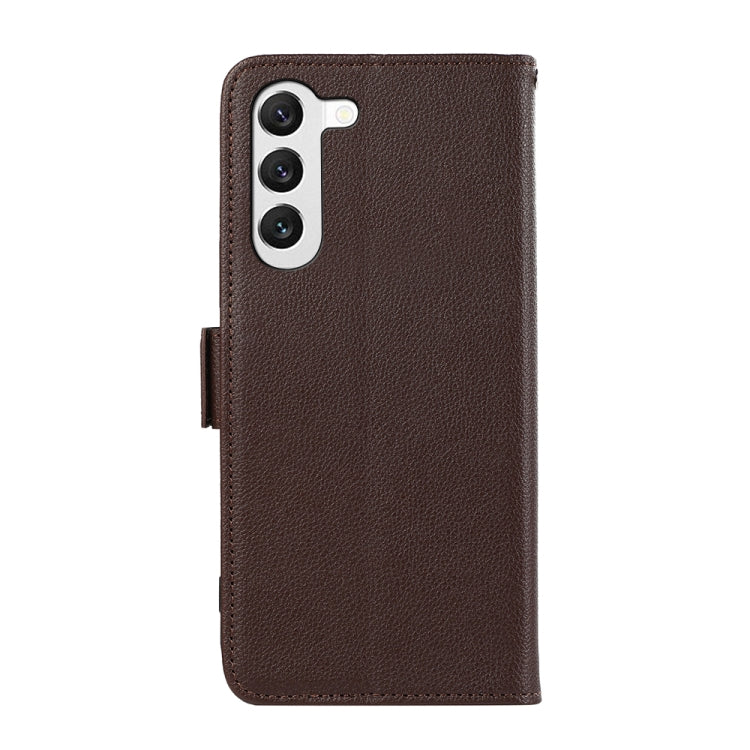 For Samsung Galaxy S23+ 5G ABEEL Side-Magnetic Litchi Pattern Leather RFID Phone Case(Brown) - Galaxy S23+ 5G Cases by buy2fix | Online Shopping UK | buy2fix