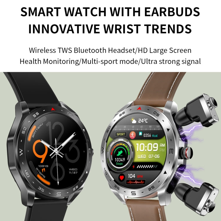 LEMFO T95 1.52 inch IPS Screen 2 in 1 Bluetooth Earphone Smart Watch Support Health Monitoring(Black) - Smart Watches by LEMFO | Online Shopping UK | buy2fix