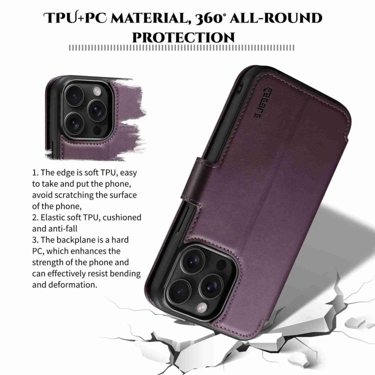 For iPhone 14 Pro Max ESEBLE E1 Nappa Texture MagSafe Holder Leather Phone Case(Dark Purple) - iPhone 14 Pro Max Cases by ESEBLE | Online Shopping UK | buy2fix