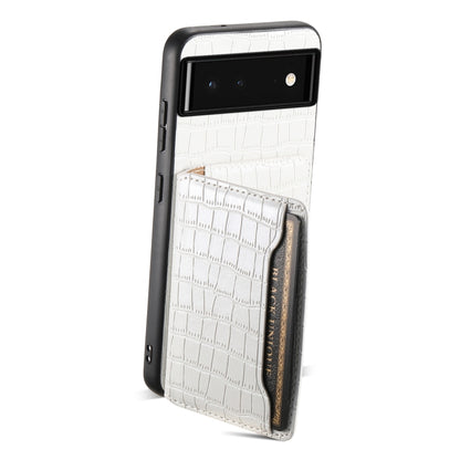 For Google Pixel 6 Crocodile Texture Card Bag Design Full Coverage Phone Case(White) - Google Cases by buy2fix | Online Shopping UK | buy2fix