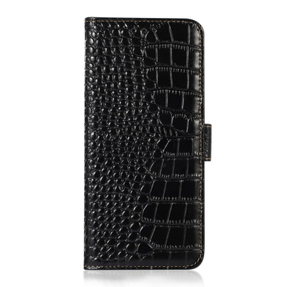 For Google Pixel 9 Pro Crocodile Top Layer Cowhide Leather Phone Case(Black) - Google Cases by buy2fix | Online Shopping UK | buy2fix