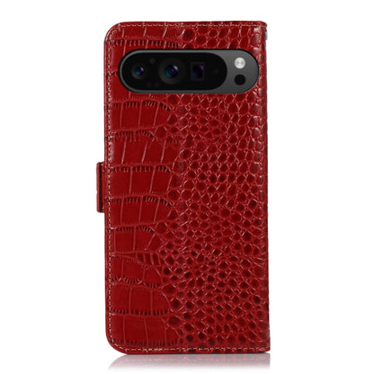 For Google Pixel 9 Pro Crocodile Top Layer Cowhide Leather Phone Case(Red) - Google Cases by buy2fix | Online Shopping UK | buy2fix