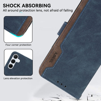 For Samsung Galaxy S23 FE 5G ABEEL Color Block Magnetic RFID Leather Phone Case(Blue-Brown) - Galaxy S23 FE 5G Cases by buy2fix | Online Shopping UK | buy2fix