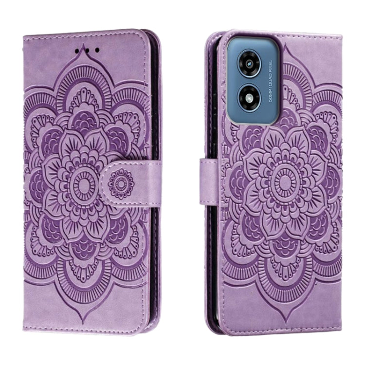 For Motorola Moto G Play 2024 Sun Mandala Embossing Pattern Phone Leather Case(Purple) - Motorola Cases by buy2fix | Online Shopping UK | buy2fix