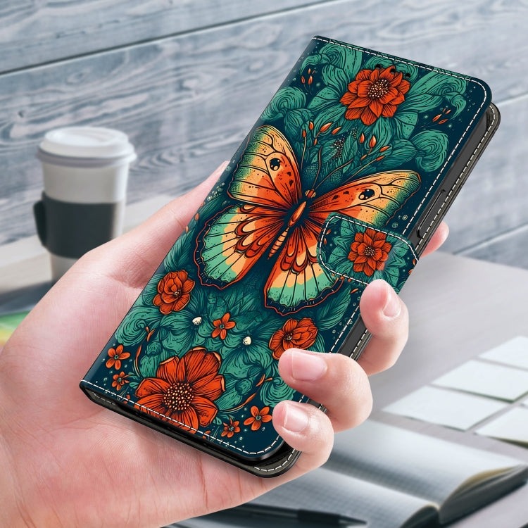 For Samsung Galaxy S22 5G Crystal Painted Leather Phone case(Flower Butterfly) - Galaxy S22 5G Cases by buy2fix | Online Shopping UK | buy2fix