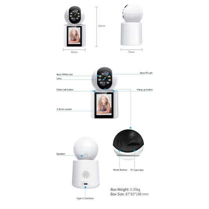 ESCAM QF104 One Click Video Call 3MP Indoor Humanoid Detection Audible Alarm Color Night Version Smart WiFi Camera, US Plug - Wireless Camera by ESCAM | Online Shopping UK | buy2fix