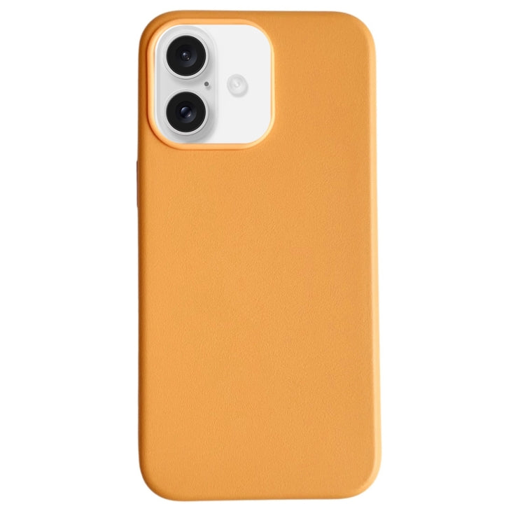 For iPhone 16 Pure Color Leather Magsafe Magnetic Phone Case(Orange) - iPhone 16 Cases by buy2fix | Online Shopping UK | buy2fix