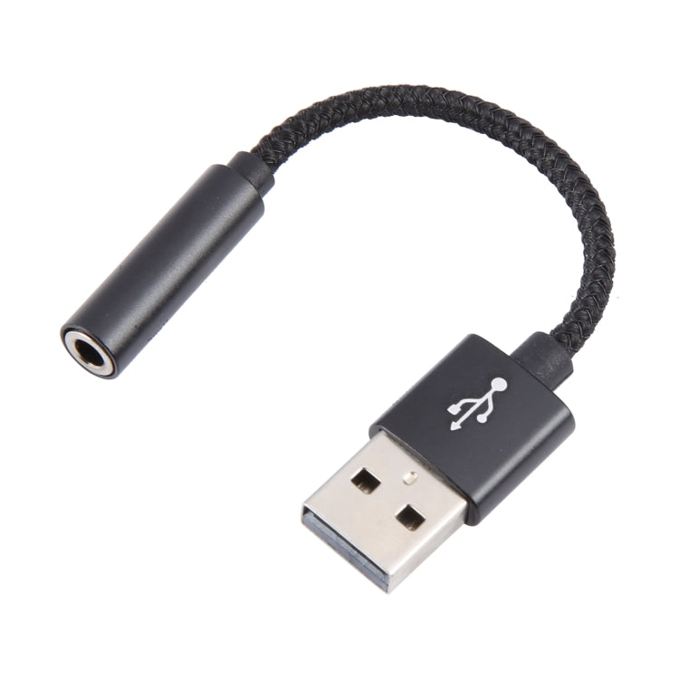 USB Male to 3.5mm Female Weave Texture Audio Adapter(Black) - Audio Adapter by buy2fix | Online Shopping UK | buy2fix