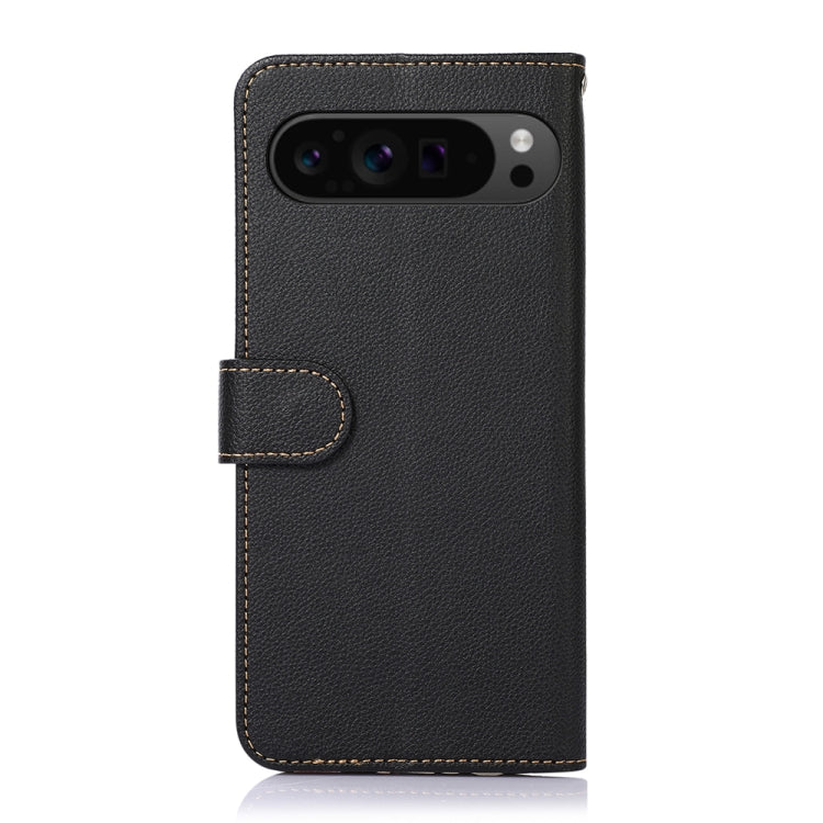 For Google Pixel 9 Pro KHAZNEH Litchi Texture Leather RFID Phone Case(Black) - Google Cases by buy2fix | Online Shopping UK | buy2fix