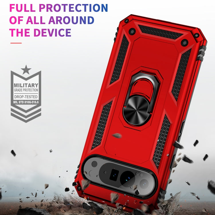 For Google Pixel 9 Pro Shockproof TPU + PC Phone Case with Holder(Red) - Google Cases by buy2fix | Online Shopping UK | buy2fix