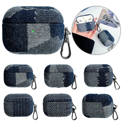 For AirPods Pro Stitching Denim Cloth Bluetooth Earphone Protective Case(Light Color Irregular) - For AirPods Pro by buy2fix | Online Shopping UK | buy2fix