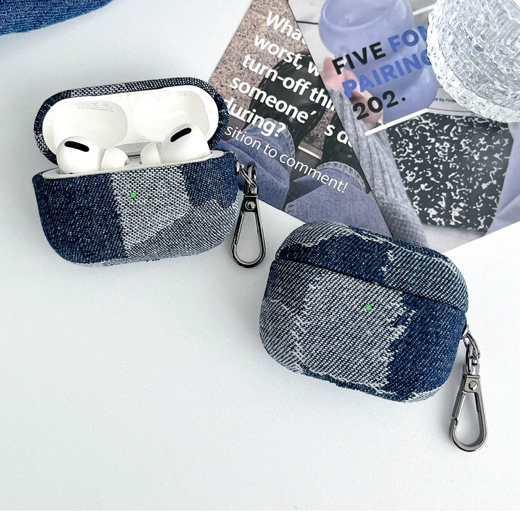 For AirPods 3 Stitching Denim Cloth Bluetooth Earphone Protective Case(Rhombus) - For AirPods 3 by buy2fix | Online Shopping UK | buy2fix