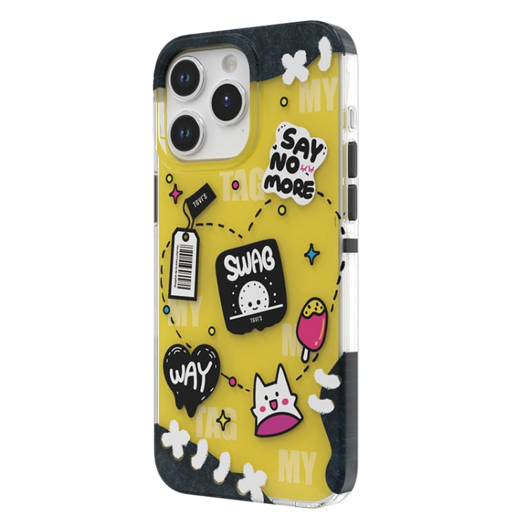 For iPhone 15 Pro Max TGVIS Stylish Series Graffiti Pattern Phone Case(Yellow) - iPhone 15 Pro Max Cases by TGVIS | Online Shopping UK | buy2fix