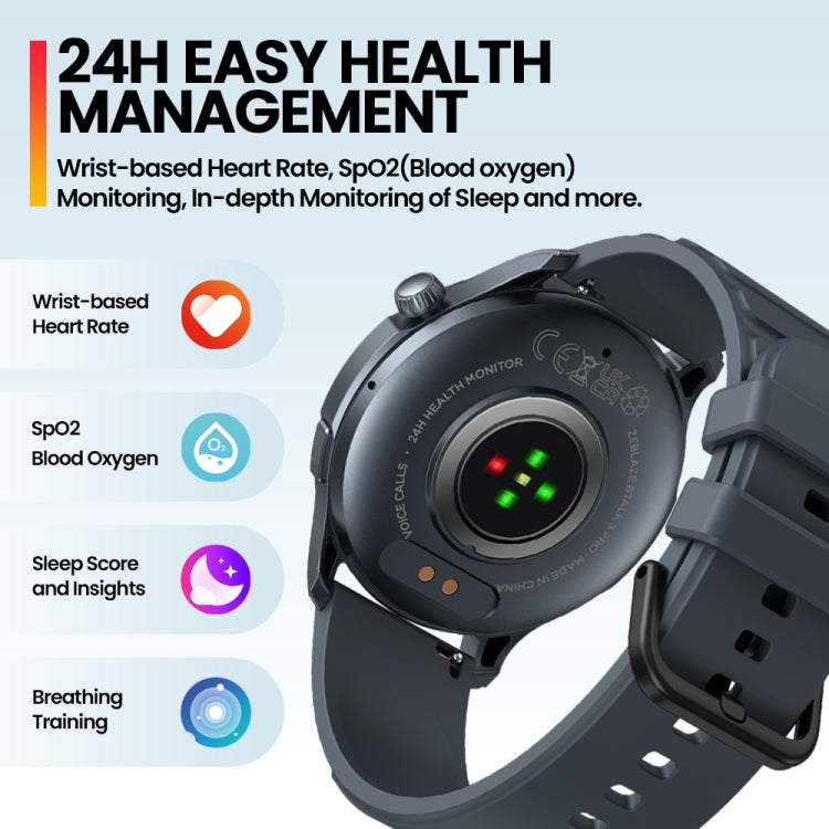 Zeblaze Btalk 3 Pro 1.43 inch BT5.2 Fitness Wellness Smart Watch, Support Bluetooth Call / Sleep / Blood Oxygen / Heart Rate / Blood Pressure Health Monitor(Space Gray) - Smart Watches by Zeblaze | Online Shopping UK | buy2fix