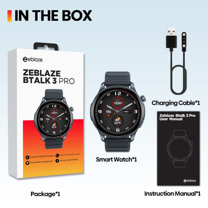 Zeblaze Btalk 3 Pro 1.43 inch BT5.2 Fitness Wellness Smart Watch, Support Bluetooth Call / Sleep / Blood Oxygen / Heart Rate / Blood Pressure Health Monitor(Space Gray) - Smart Watches by Zeblaze | Online Shopping UK | buy2fix