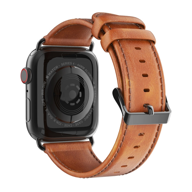 For Apple Watch Series 10 42mm DUX DUCIS Business Genuine Leather Watch Strap(Khaki) - Watch Bands by DUX DUCIS | Online Shopping UK | buy2fix