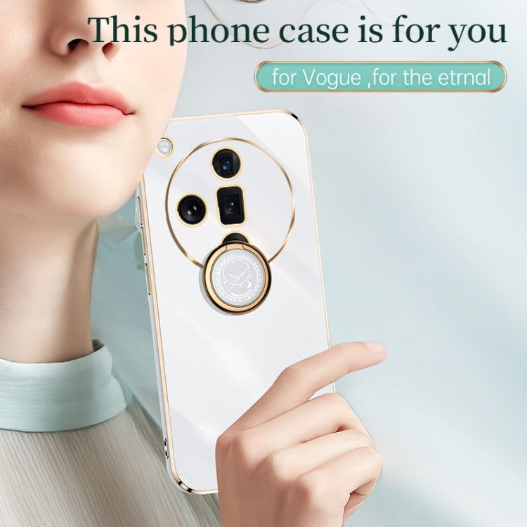 For OPPO Find X7 5G XINLI Straight Edge 6D Electroplate TPU Phone Case with Ring Holder(Mint Green) - Find X7 Cases by XINLI | Online Shopping UK | buy2fix