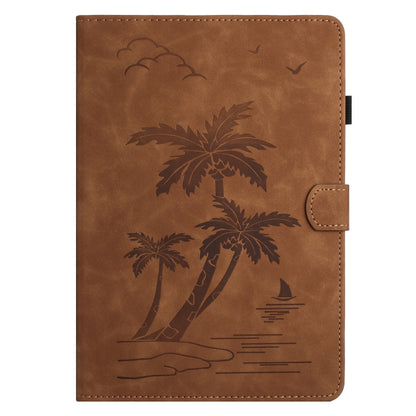 For iPad Pro 11 2024 Coconut Tree Embossed Smart Leather Tablet Case(Brown) - iPad Pro 11 2024 Cases by buy2fix | Online Shopping UK | buy2fix