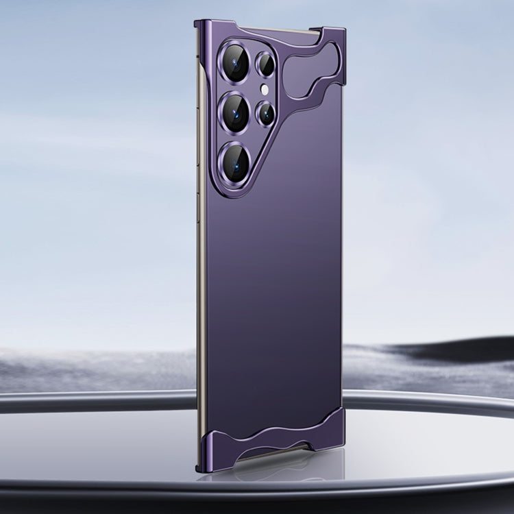 For Samsung Galaxy S24 Ultra 5G Frameless Metal Corner Pad Phone Case with Lens Film(Purple) - Galaxy S24 Ultra 5G Cases by buy2fix | Online Shopping UK | buy2fix