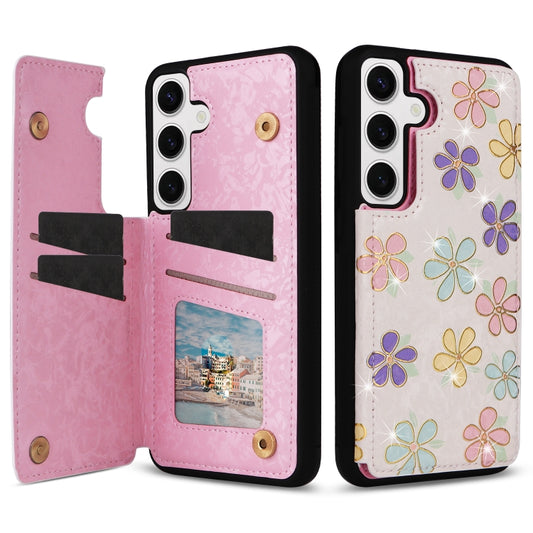 For Samsung Galaxy S25 5G Printed Double Buckle RFID Anti-theft Phone Case(Blossoming Flowers) - Galaxy S25 5G Cases by buy2fix | Online Shopping UK | buy2fix