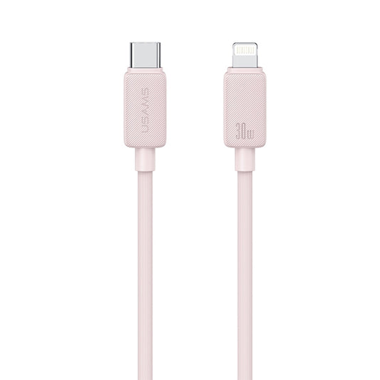USAMS US-SJ692 USB-C / Type-C to 8 Pin 30W Striped Fast Charge Data Cable, Length:1m(Pink) - 2 in 1 Cable by USAMS | Online Shopping UK | buy2fix