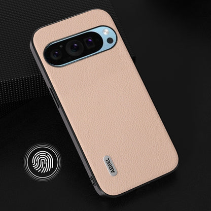 For Google Pixel 9 Pro ABEEL Genuine Leather + PC Litchi Texture Phone Case(Pink Gold) - Google Cases by buy2fix | Online Shopping UK | buy2fix