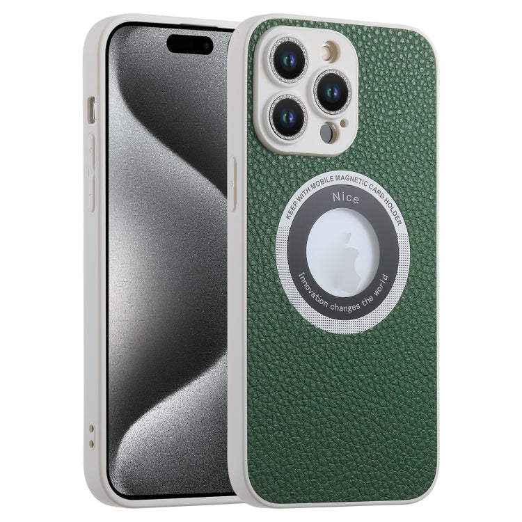 For iPhone 15 Pro Litchi Texture MagSafe TPU Full Coverage Shockproof Phone Case(Green) - iPhone 15 Pro Cases by buy2fix | Online Shopping UK | buy2fix