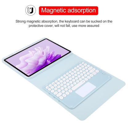 For Huawei MatePad Air 11.5 Round Button Bluetooth Keyboard Rotatable Holder Leather Case with Touchpad(Sky Blue) - Huawei Keyboard by buy2fix | Online Shopping UK | buy2fix