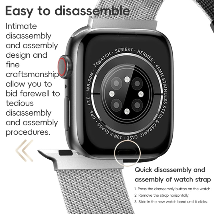 For Apple Watch Series 8 45mm ZGA Milanese Magnetic Metal Watch Band(Black) - Watch Bands by ZGA | Online Shopping UK | buy2fix