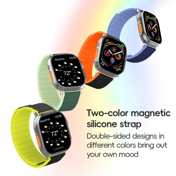 For Apple Watch Series 8 45mm ZGA Two Color Magnetic Silicone Watch Band(Dark Blue+Light Blue) - Watch Bands by ZGA | Online Shopping UK | buy2fix