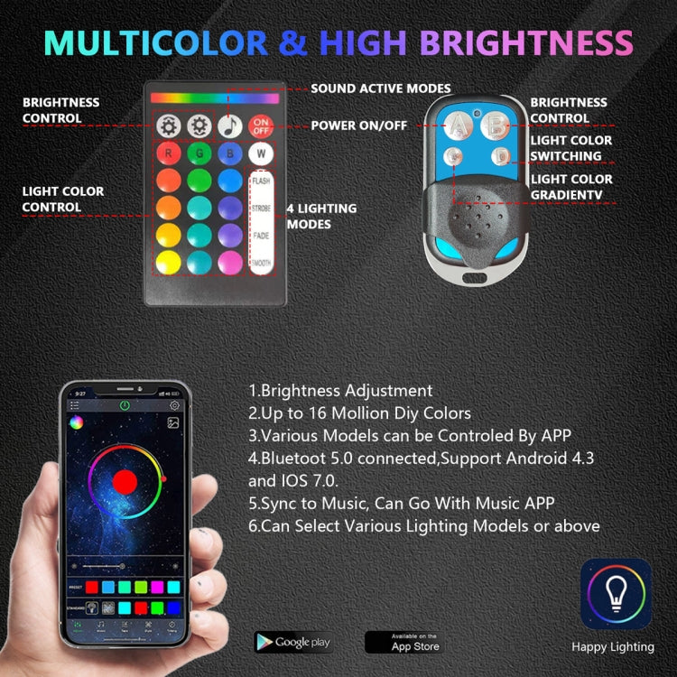 4 in 1 G6 RGB Colorful Car Chassis Light LED Music Atmosphere Light With Dual Control Remote Control - Atmosphere lights by buy2fix | Online Shopping UK | buy2fix