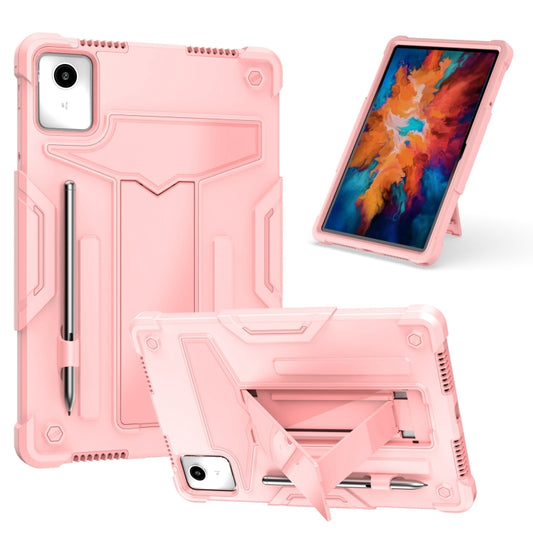 For Lenovo Tab M11/ Xiaoxin Pad 11 2024 T Holder Robot Silicone Hybrid PC Tablet Case(Rose Gold) - Lenovo by buy2fix | Online Shopping UK | buy2fix