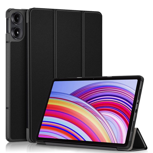 For Xiaomi Redmi Pad Pro 12.1 Custer Pure Color 3-Fold Stand Leather Smart Tablet Case(Black) - More Tablet Cases by buy2fix | Online Shopping UK | buy2fix
