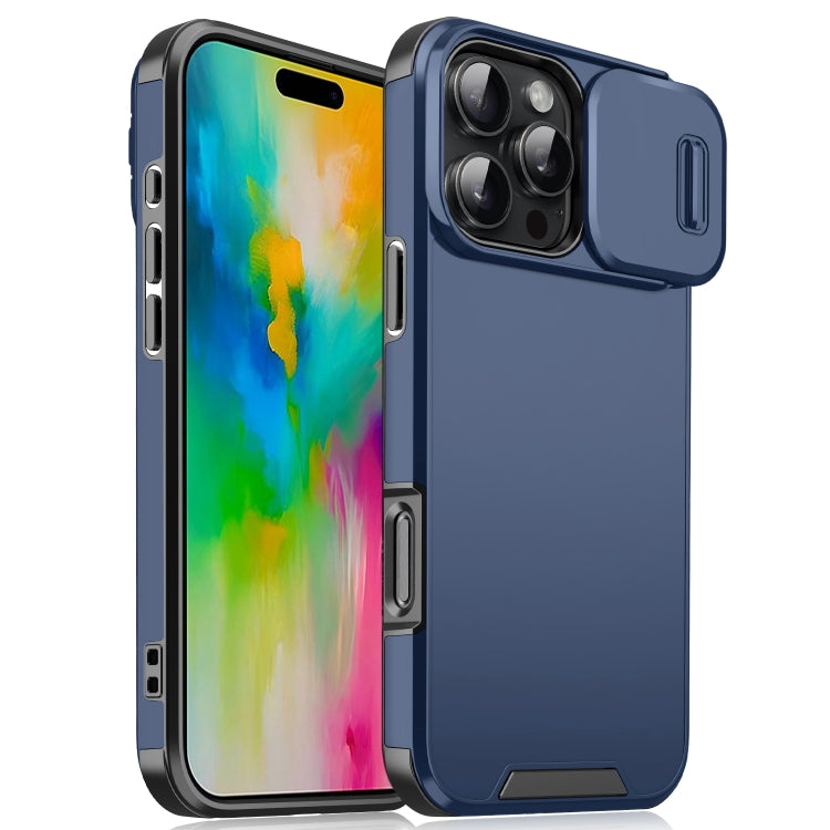 For iPhone 16 Pro Max Sliding Camshield TPU + PC Phone Case(Blue) - iPhone 16 Pro Max Cases by buy2fix | Online Shopping UK | buy2fix