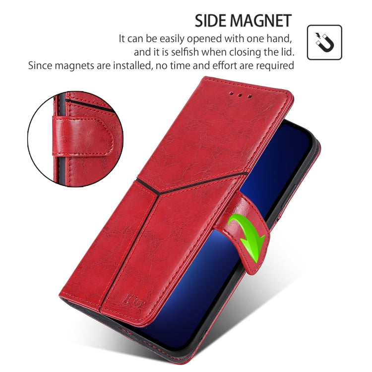 For Motorola Edge 5G 2024 Geometric Stitching Leather Phone Case(Red) - Motorola Cases by buy2fix | Online Shopping UK | buy2fix