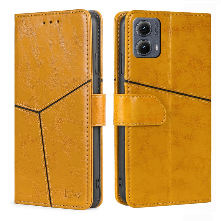 For Motorola Edge 5G 2024 Geometric Stitching Leather Phone Case(Yellow) - Motorola Cases by buy2fix | Online Shopping UK | buy2fix