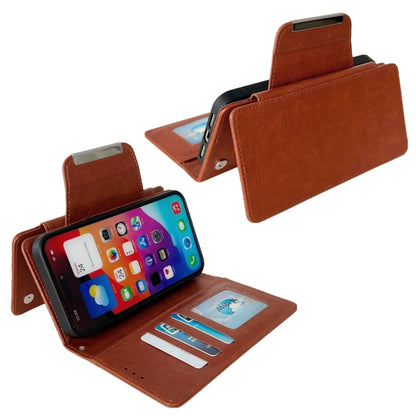 For iPhone 16 Multifunctional Seven Cards Wallet Leather Phone Case(Brown) - iPhone 16 Cases by buy2fix | Online Shopping UK | buy2fix