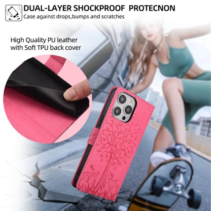 For OnePlus 11 Tree & Deer Embossed Leather Phone Case(Pink) - OnePlus Cases by buy2fix | Online Shopping UK | buy2fix