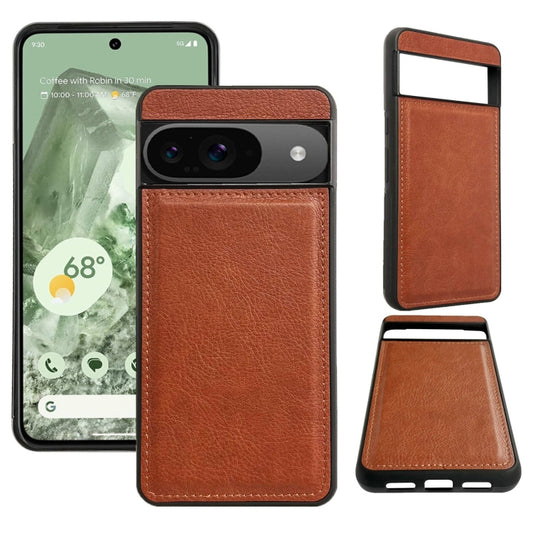 For Google Pixel 9 / Pixel 9 Pro Cowhide Texture Back Cover Phone Case(Brown) - Google Cases by buy2fix | Online Shopping UK | buy2fix