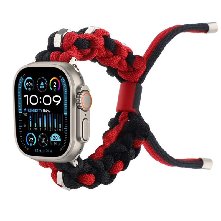 For Apple Watch Ultra 2 49mm Screw Nut Dual-Color Braided Paracord Watch Band(Black Red) - Watch Bands by buy2fix | Online Shopping UK | buy2fix